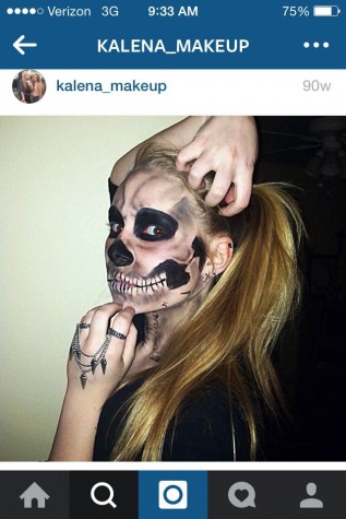 Sophomore Kaity Roberts morphs her face into a skeleton