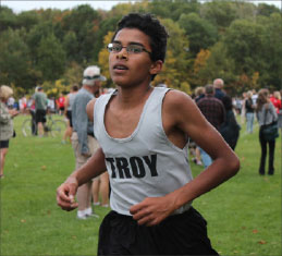 Sophomore Srujan Koneru warms up before a run.