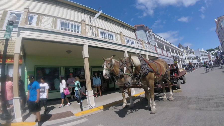 Mackinac Island is located between the upper and lower peninsulas.