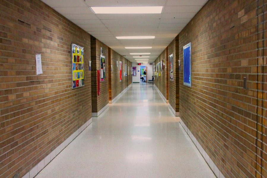 Troy+College+and+Career+High+School%2C+their+single+hallway+of+classrooms.