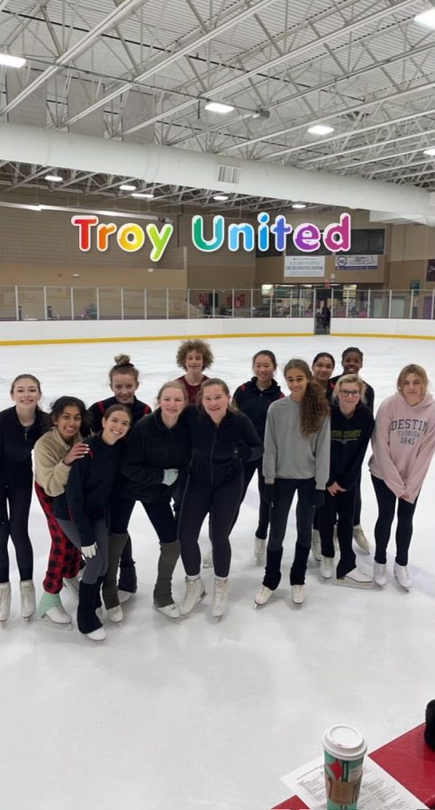 The Troy United Figure Skating team poses for a photo.