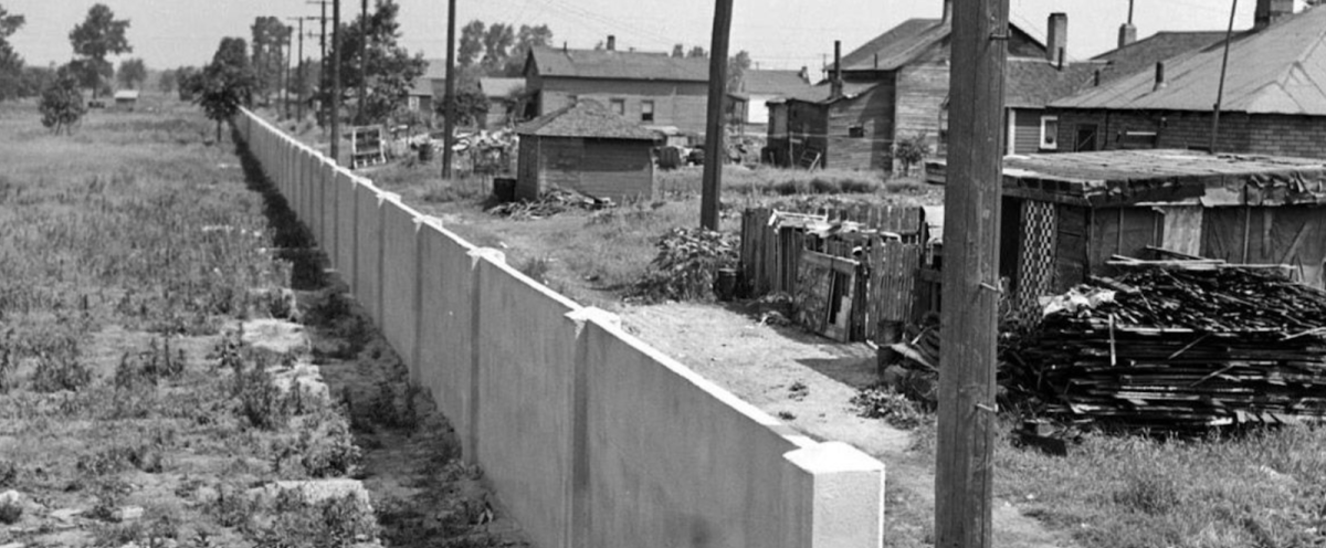 Birwood Wall was developed to separate a Black neighborhood from farmland in 1941. Photo courtesy of NBC News.